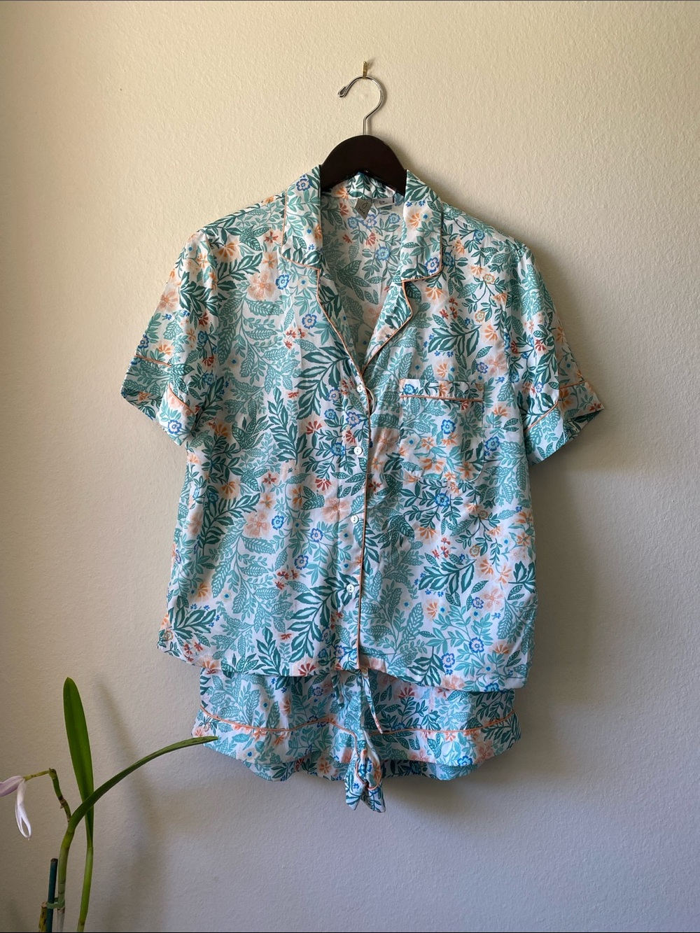 Joie Aqua & Peach Floral Short Pajama Set